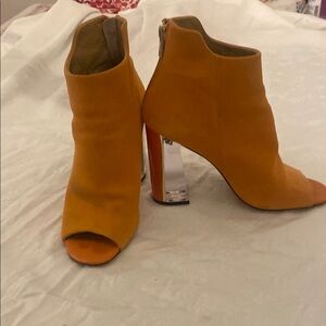 Calvin Klein Orange Heeled Boots with Transparent Heel